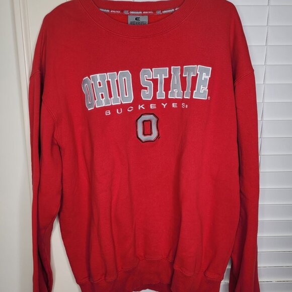 Ohio State Buckeyes Crewneck Sweatshirt Red XL Cotton blnd Embroidered Colosseum - Picture 1 of 7